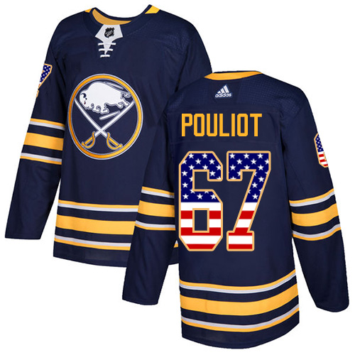 Adidas Sabres #67 Benoit Pouliot Navy Blue Home Authentic USA Flag Stitched NHL Jersey - Click Image to Close